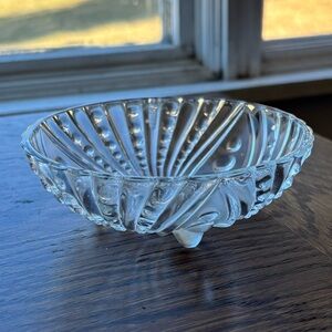 Clear Burple Inspiration Glass Footed Bowls by Anchor Hocking Vintage 1950s